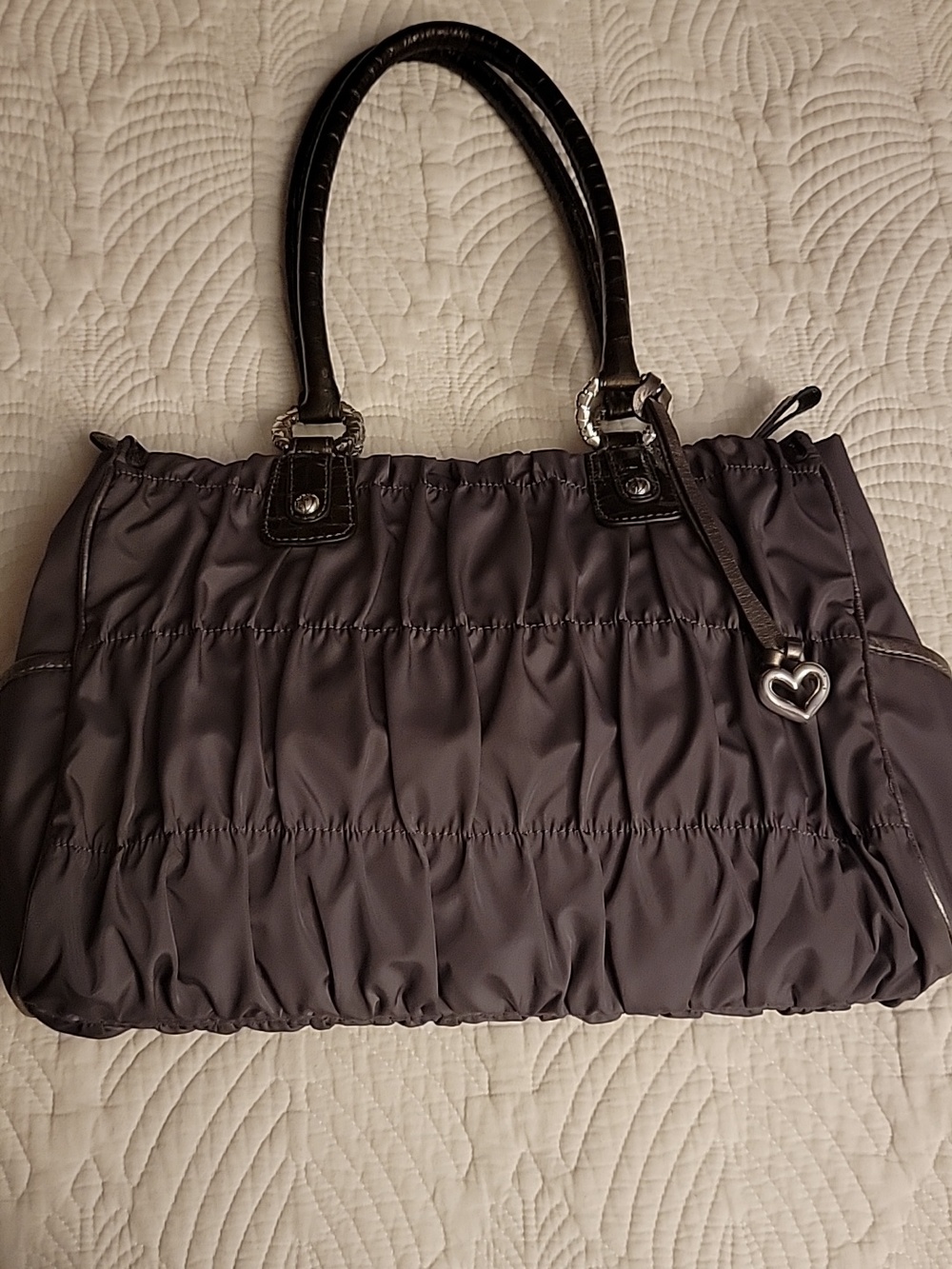 BRIGHTON CAMILLE RUCHED NYLON SHOULDER BAG